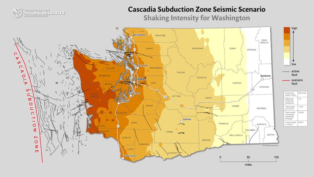 Cascadia Subduction Zone Seismic Activity Map