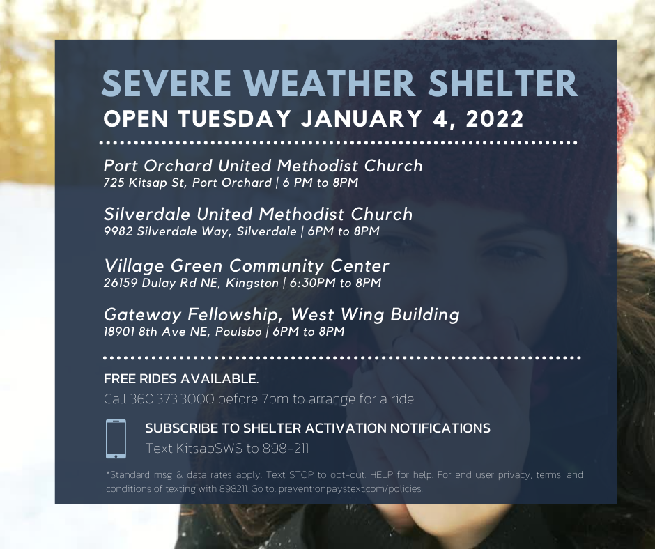 Severe Weather Shelters open Jan 4