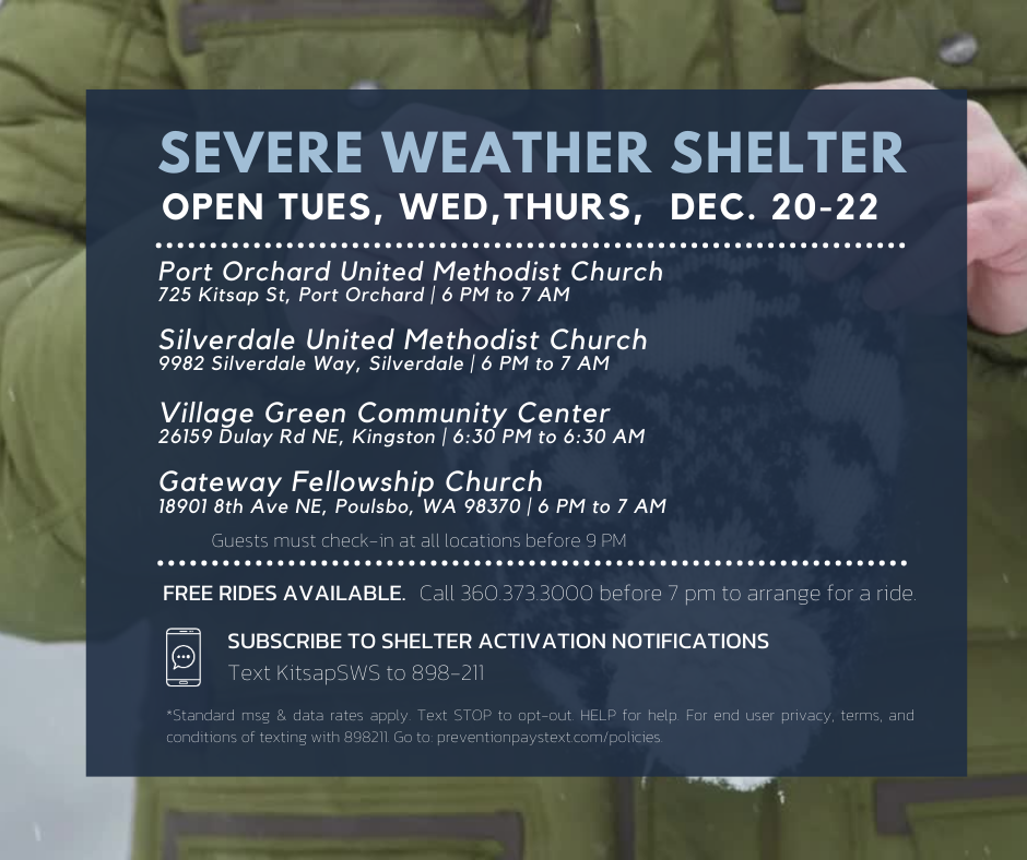 Shelters open Dec. 20-22
