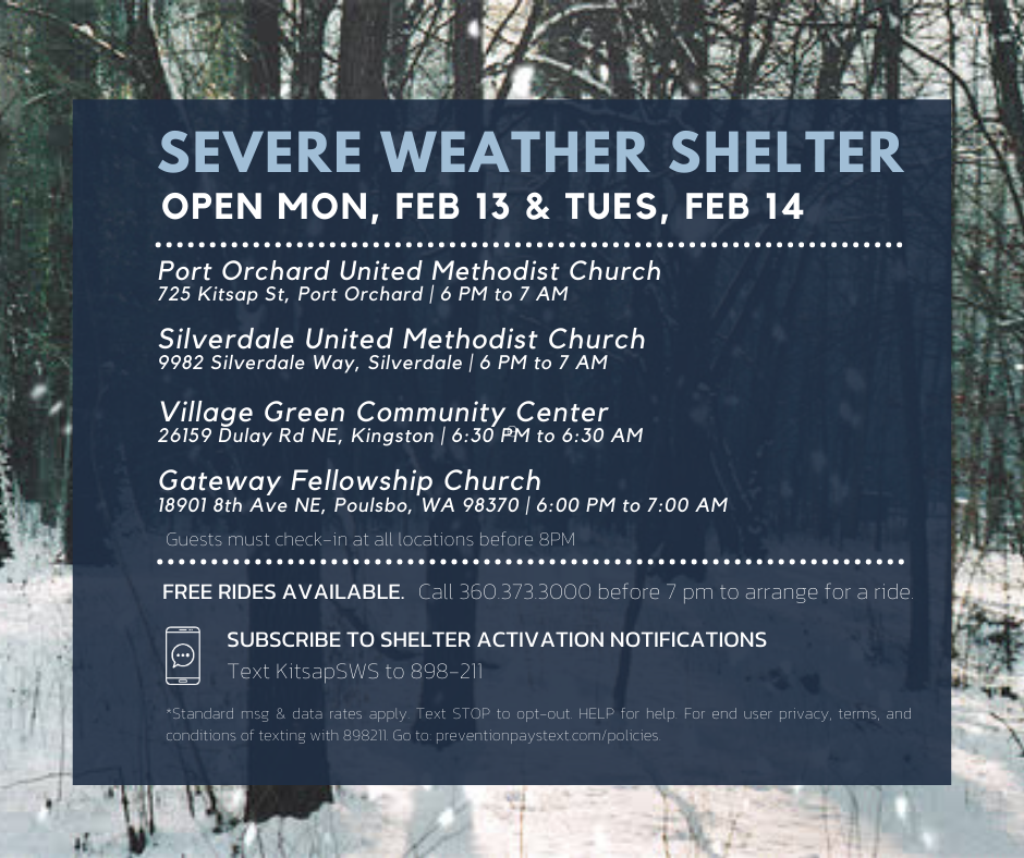 Shelters open Feb 13 and 14