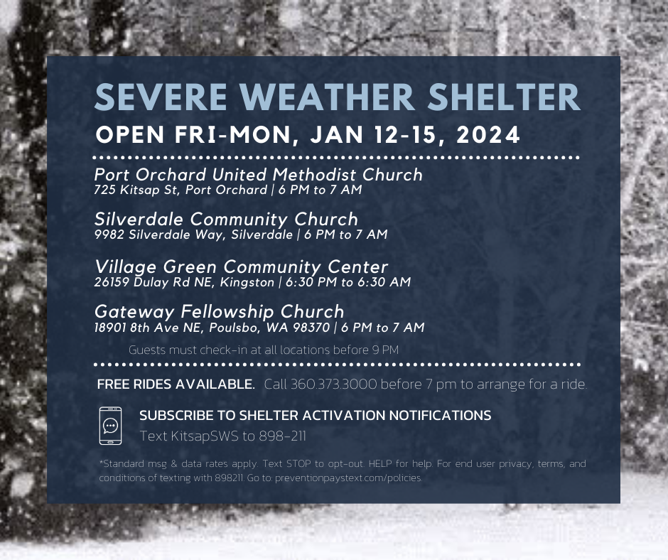 Shelters open Jan 12-15