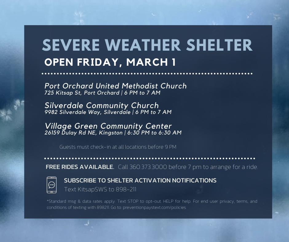 Shelters open Friday, March 1