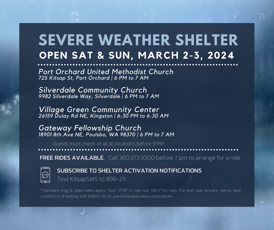 Shelters open March 2 & 3